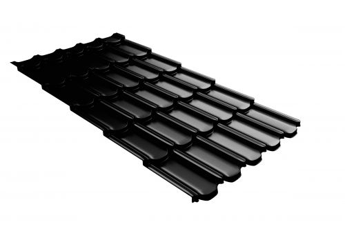 Металлочерепица Kvinta plus c 3D резом 0,5 GreenCoat Pural BT, черный (RAL 9005 черный)
