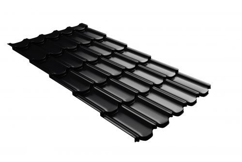 Металлочерепица Kvinta plus c 3D резом 0,5 PurLite Мatt RAL 9005 черный