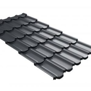 Металлочерепица Kvinta plus c 3D резом 0,5 Quarzit RAL 7024 мокрый асфальт