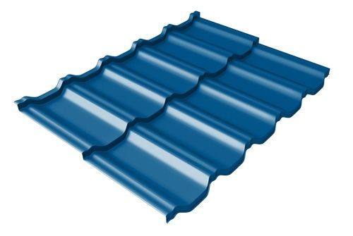 Металлочерепица модульная Kvinta plus Uno c 3D резом 0,45 RAL 5005 сигнальный синий