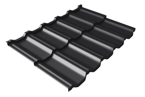 Металлочерепица модульная Kvinta plus Uno c 3D резом 0,5 GreenCoat Pural BT, черный (RAL 9005 черный)