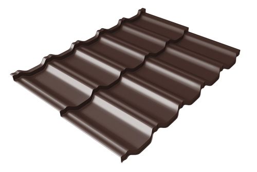 Металлочерепица модульная Kvinta plus Uno c 3D резом 0,5 GreenCoat Pural BT, шоколадно-коричневый (RAL 8017 шоколад)