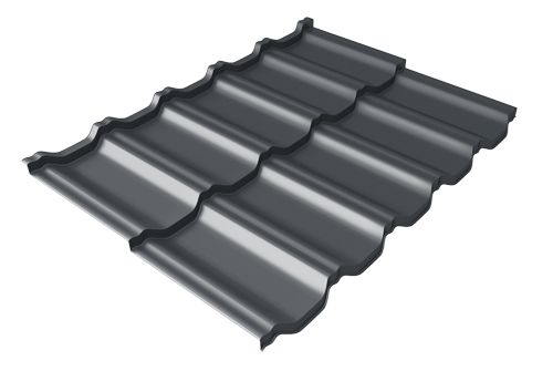 Металлочерепица модульная Kvinta plus Uno c 3D резом 0,5 Quarzit RAL 7024 мокрый асфальт